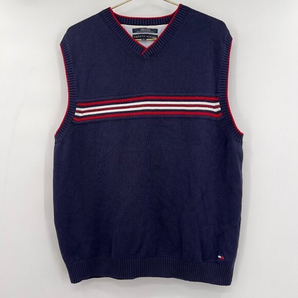 Tommy Hilfiger Mens Navy Blue Sleeveless V-Neck Vest/Sweater Size XL - Picture 1 of 4